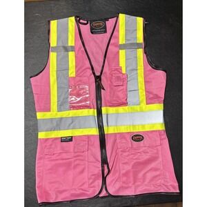 Pioneer Women's L Safety Vest High Visibility Pink Reflective Utility Cargo Work